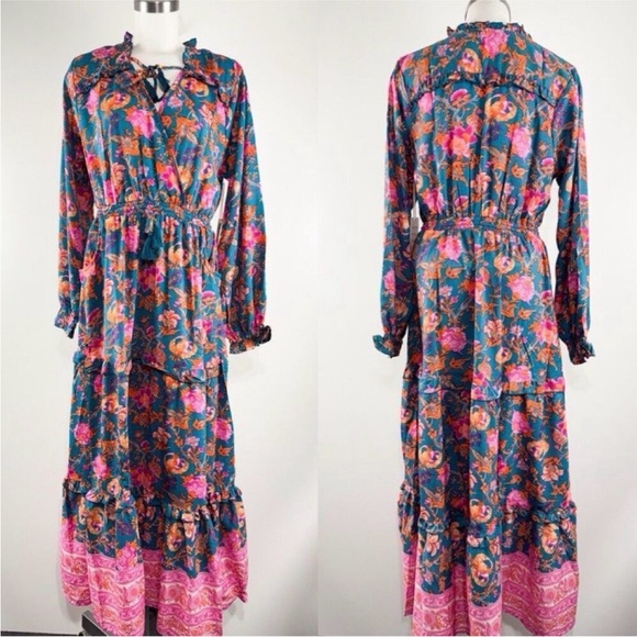 Anthropologie Dresses & Skirts - Anthropologie Blue and Pink Floral Maxi Dress